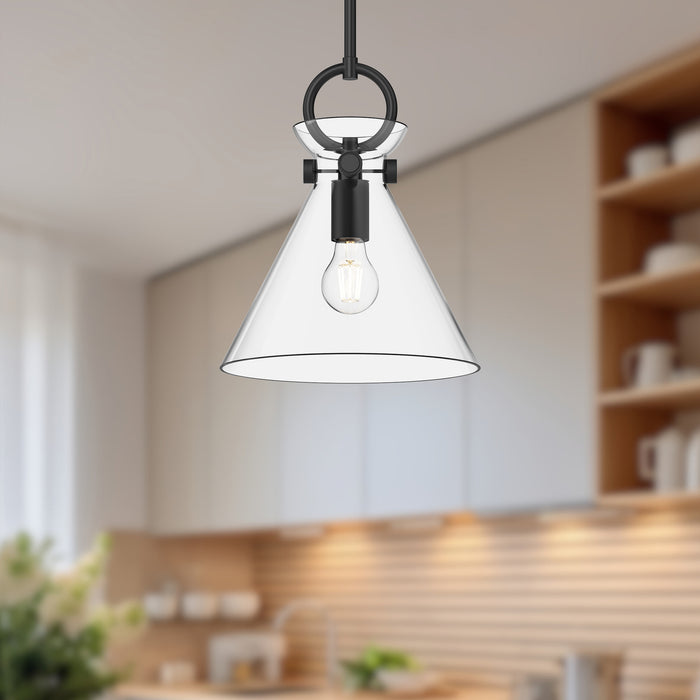 Emerson One Light Pendant Matte Black/Clear Glass-Mini Pendants-Alora-Lighting Design Store