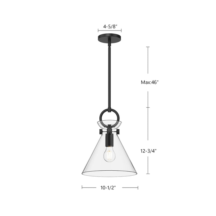 Emerson One Light Pendant Matte Black/Glossy Opal Glass-Mini Pendants-Alora-Lighting Design Store