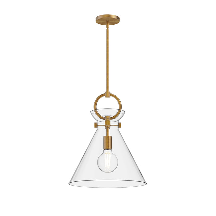 Emerson One Light Pendant Aged Gold/Clear-Pendants-Alora-Lighting Design Store