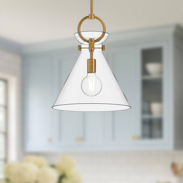 Emerson One Light Pendant Aged Gold/Clear-Pendants-Alora-Lighting Design Store