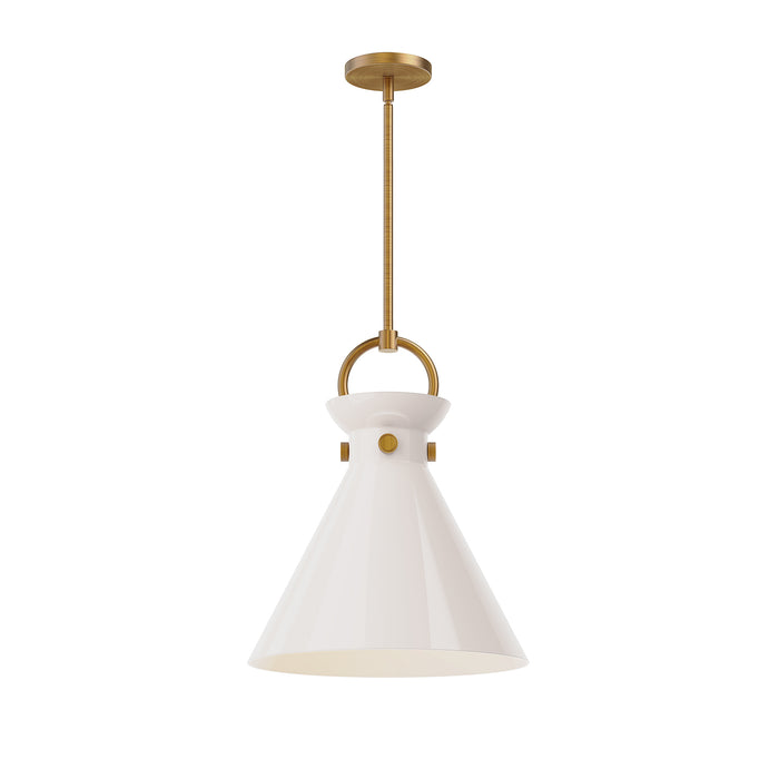 Emerson One Light Pendant Aged Gold/Glossy Opal Glass-Pendants-Alora-Lighting Design Store