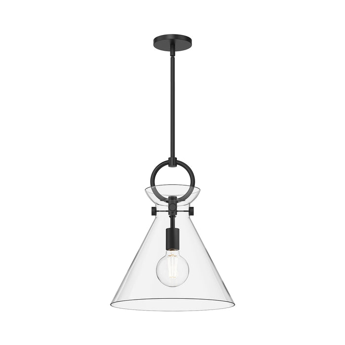 Emerson One Light Pendant Matte Black/Clear Glass-Pendants-Alora-Lighting Design Store