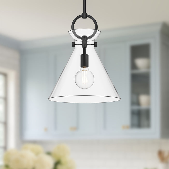 Emerson One Light Pendant Matte Black/Clear Glass-Pendants-Alora-Lighting Design Store