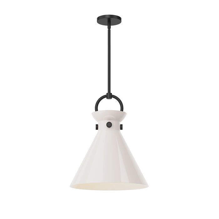 Emerson One Light Pendant Matte Black/Glossy Opal Glass-Pendants-Alora-Lighting Design Store