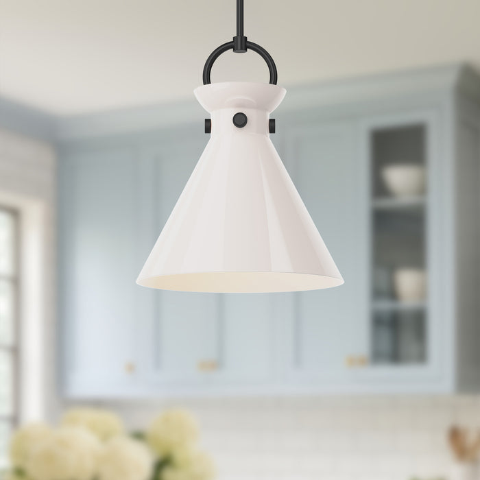 Emerson One Light Pendant Matte Black/Glossy Opal Glass-Pendants-Alora-Lighting Design Store