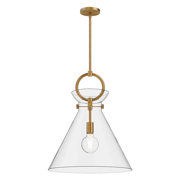 Emerson One Light Pendant Aged Gold/Clear-Pendants-Alora-Lighting Design Store