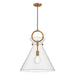 Emerson One Light Pendant Aged Gold/Clear-Pendants-Alora-Lighting Design Store