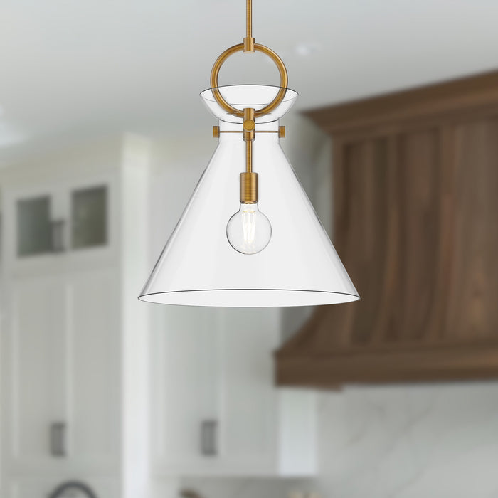 Emerson One Light Pendant Aged Gold/Clear-Pendants-Alora-Lighting Design Store