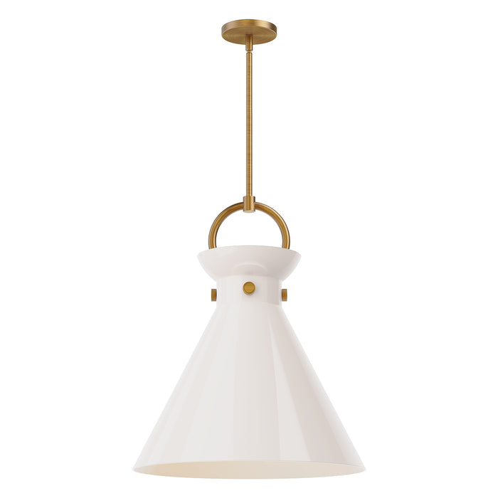 Emerson One Light Pendant Aged Gold/Glossy Opal Glass-Pendants-Alora-Lighting Design Store