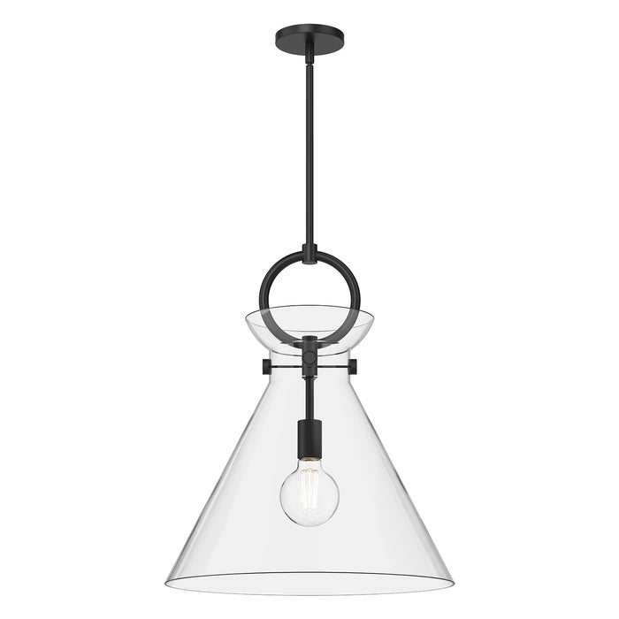 Emerson One Light Pendant Matte Black/Clear Glass-Pendants-Alora-Lighting Design Store
