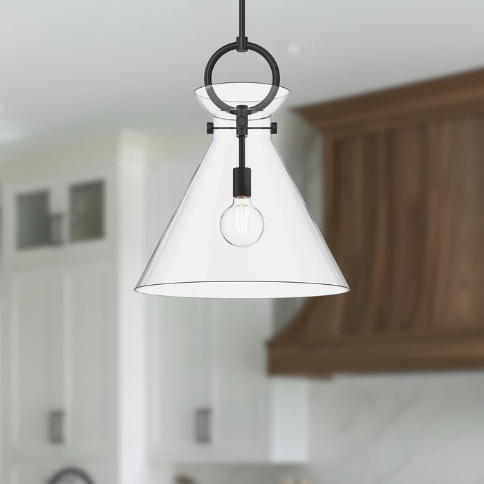 Emerson One Light Pendant Matte Black/Clear Glass-Pendants-Alora-Lighting Design Store