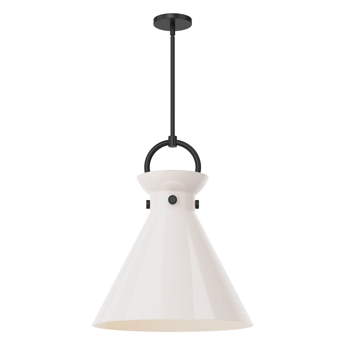 Emerson One Light Pendant Matte Black/Glossy Opal Glass-Pendants-Alora-Lighting Design Store