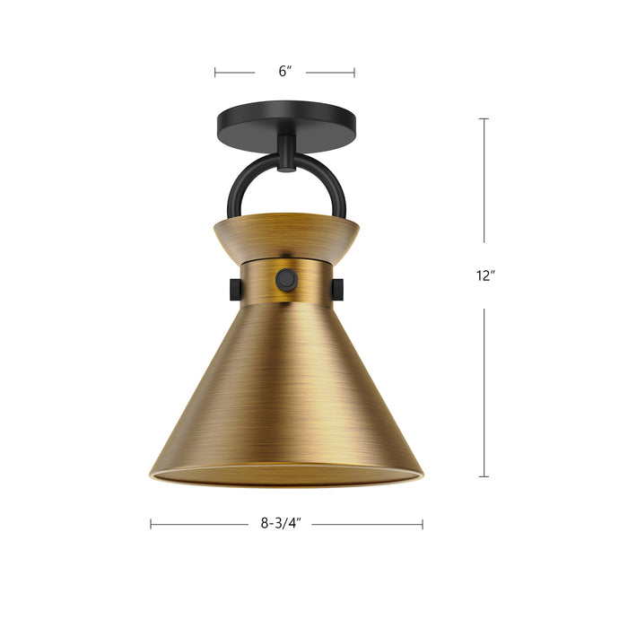 Emerson One Light Semi-Flush Mount Matte Black/Aged Gold-Semi-Flush Mts.-Alora-Lighting Design Store