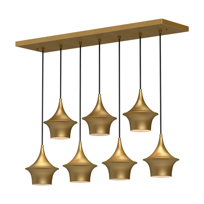 Emiko Seven Light Linear Pendant Brushed Gold-Linear/Island-Alora-Lighting Design Store