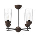 Emil Four Light Chandelier Matte Black/Walnut-Mid. Chandeliers-Alora-Lighting Design Store