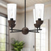 Emil Four Light Chandelier Matte Black/Walnut-Mid. Chandeliers-Alora-Lighting Design Store