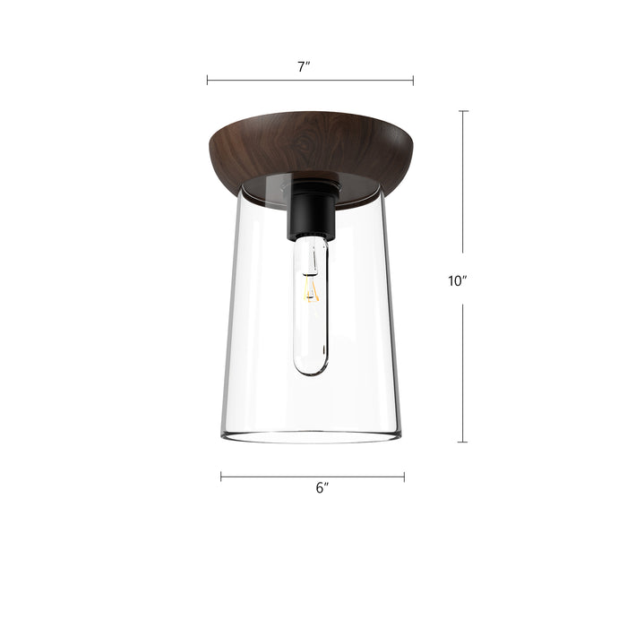 Emil One Light Flush Mount Aged Gold/Walnut-Flush Mounts-Alora-Lighting Design Store
