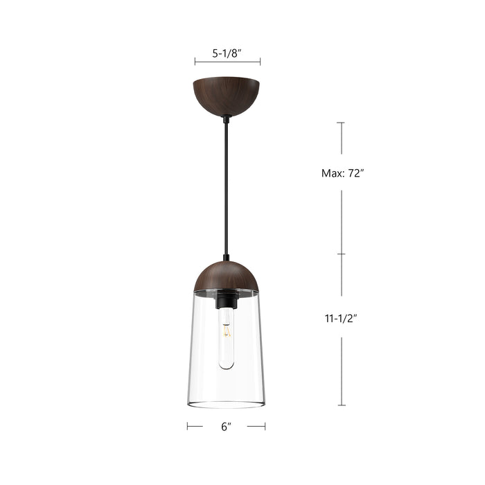 Emil One Light Pendant White/White Oak-Mini Pendants-Alora-Lighting Design Store