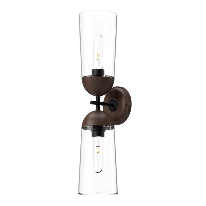Emil Two Light Vanity Matte Black/Walnut-Sconces-Alora-Lighting Design Store
