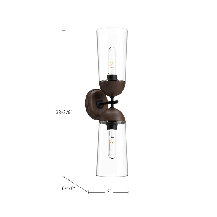 Emil Two Light Vanity Matte Black/Walnut-Sconces-Alora-Lighting Design Store