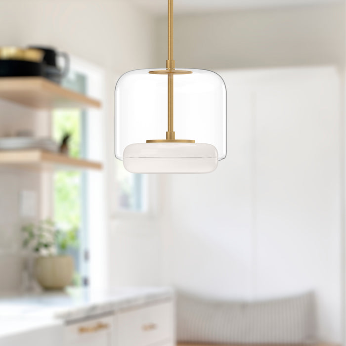 Enkel LED Pendant Clear/Brushed Gold-Mini Pendants-Kuzco Lighting-Lighting Design Store