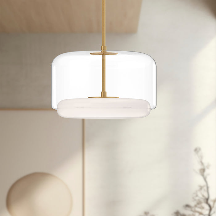 Enkel LED Pendant Clear/Brushed Gold-Pendants-Kuzco Lighting-Lighting Design Store