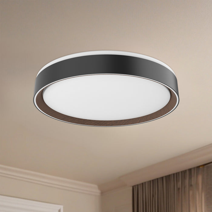 Essex LED Flush Mount Black/Walnut-Flush Mounts-Kuzco Lighting-Lighting Design Store