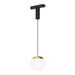 Globe pendant hanging from black cord