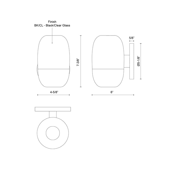 Yara LED Exterior Wall Mount Black/Clear Glass-Exterior-Kuzco Lighting-Lighting Design Store