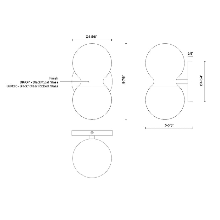 Peri LED Exterior Wall Mount Black/Opal Glass-Exterior-Kuzco Lighting-Lighting Design Store