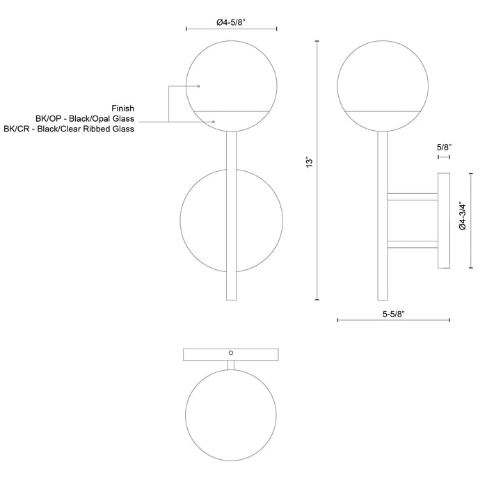 Claremont LED Exterior Wall Mount Black/Opal Glass-Exterior-Kuzco Lighting-Lighting Design Store