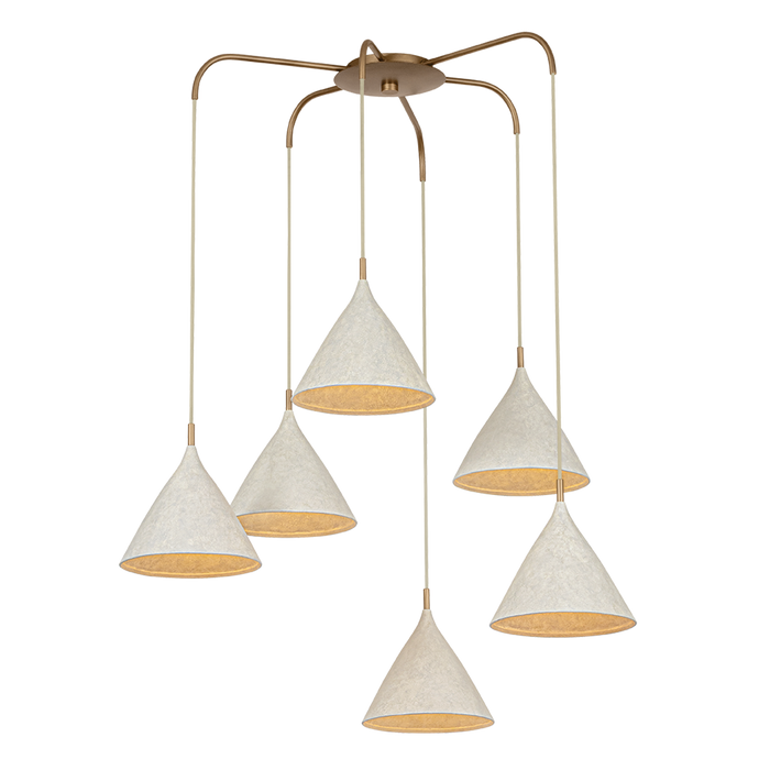 Benson Six Light Chandelier Patina Brass