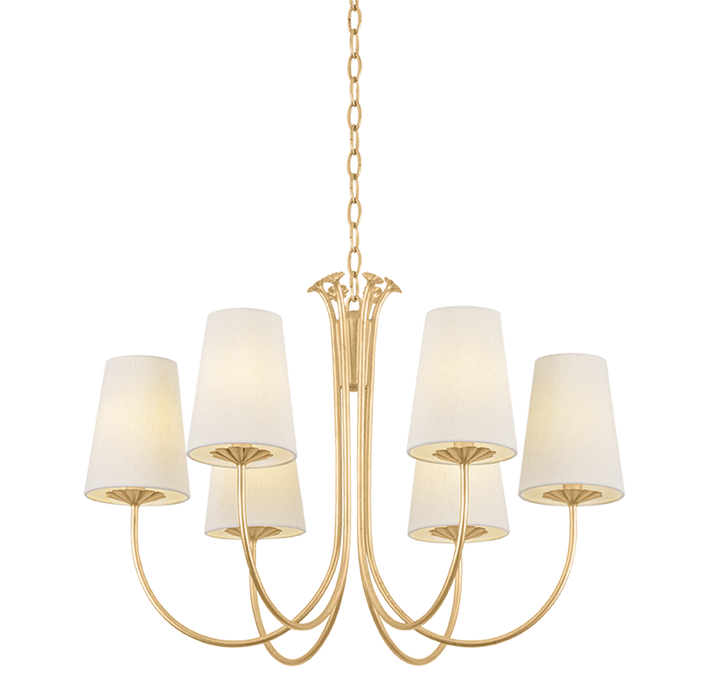 Weiland Six Light Chandelier Vintage Gold Leaf