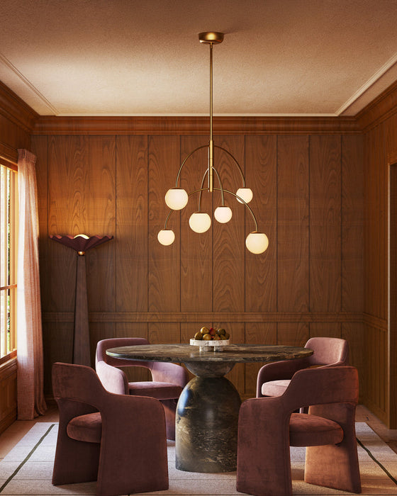 Fiona Seven Light Chandelier Brushed Gold/Opal Glass
