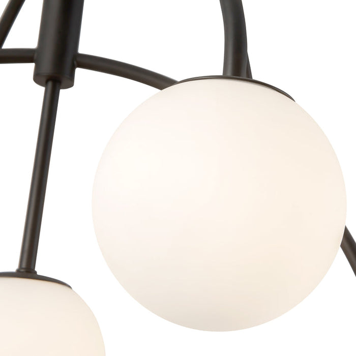 Fiona Seven Light Chandelier Matte Black/Opal Glass