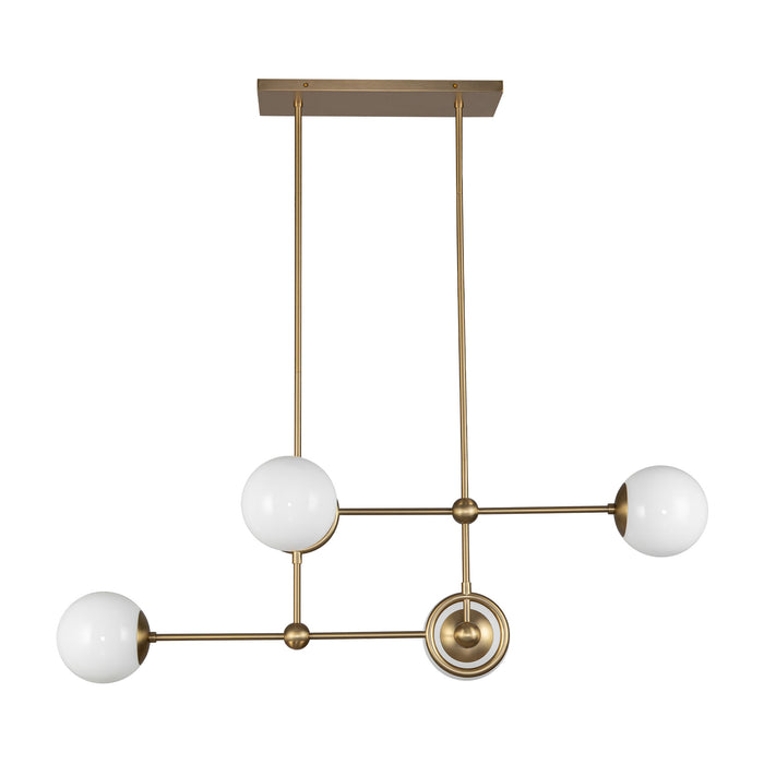 Fiore Four Light Chandelier Brushed Gold/Glossy Opal Glass-Linear/Island-Alora-Lighting Design Store