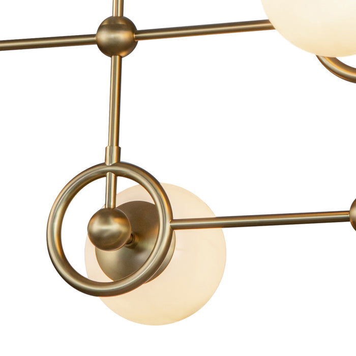Fiore Four Light Chandelier Brushed Gold/Glossy Opal Glass-Linear/Island-Alora-Lighting Design Store