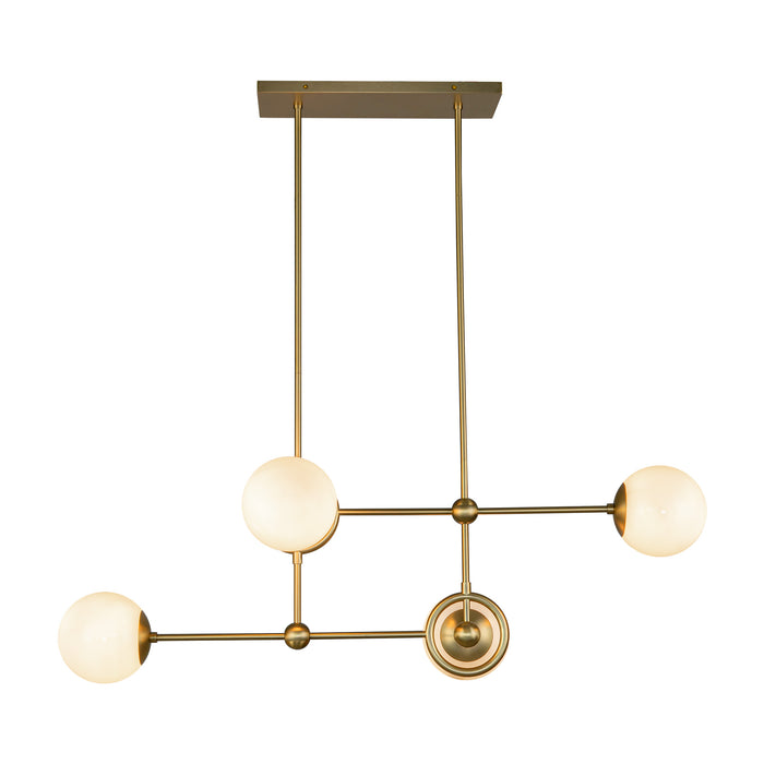 Fiore Four Light Chandelier Brushed Gold/Glossy Opal Glass-Linear/Island-Alora-Lighting Design Store
