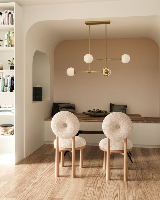 Fiore Four Light Chandelier Brushed Gold/Glossy Opal Glass-Linear/Island-Alora-Lighting Design Store