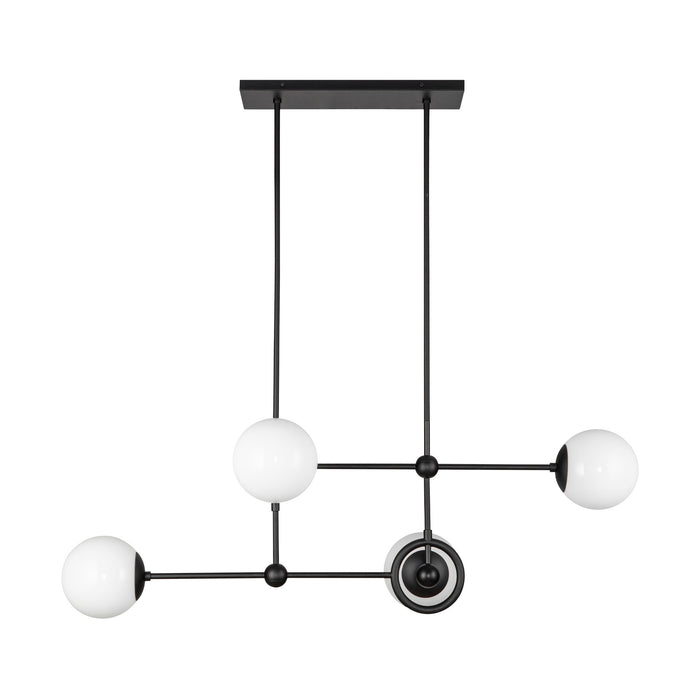 Fiore Four Light Chandelier Matte Black/Glossy Opal Glass-Linear/Island-Alora-Lighting Design Store