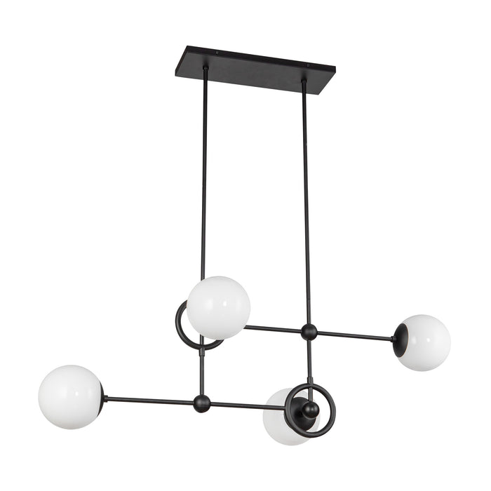 Fiore Four Light Chandelier Matte Black/Glossy Opal Glass-Linear/Island-Alora-Lighting Design Store