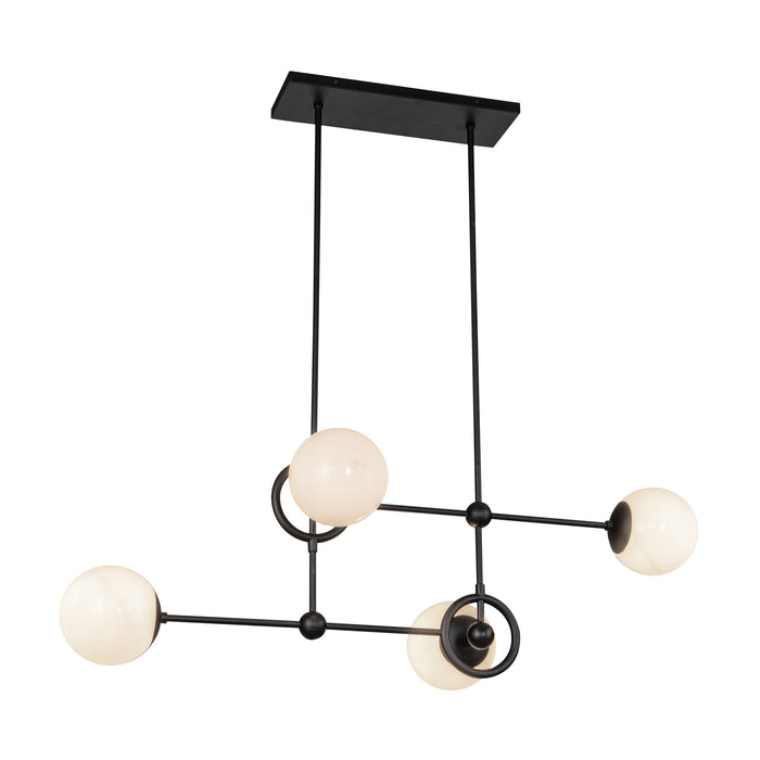 Fiore Four Light Chandelier Matte Black/Glossy Opal Glass-Linear/Island-Alora-Lighting Design Store