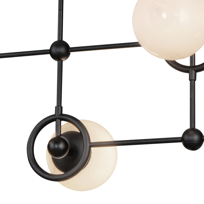 Fiore Four Light Chandelier Matte Black/Glossy Opal Glass-Linear/Island-Alora-Lighting Design Store