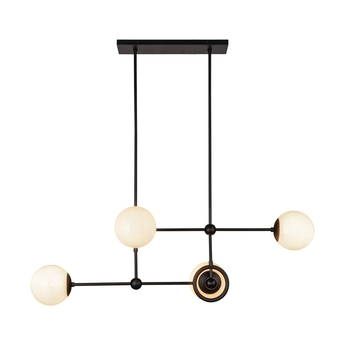 Fiore Four Light Chandelier Matte Black/Glossy Opal Glass-Linear/Island-Alora-Lighting Design Store