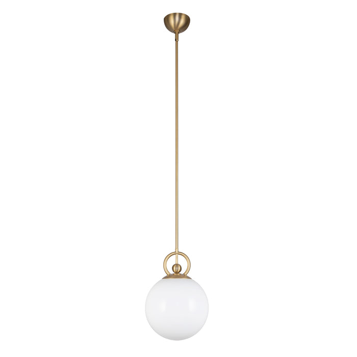 Fiore One Light Pendant Brushed Gold/Glossy Opal Glass-Mini Pendants-Alora-Lighting Design Store