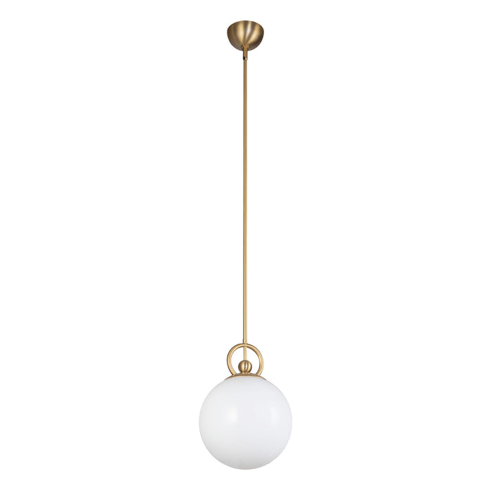 Fiore One Light Pendant Brushed Gold/Glossy Opal Glass-Mini Pendants-Alora-Lighting Design Store