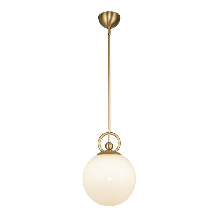Fiore One Light Pendant Brushed Gold/Glossy Opal Glass-Mini Pendants-Alora-Lighting Design Store