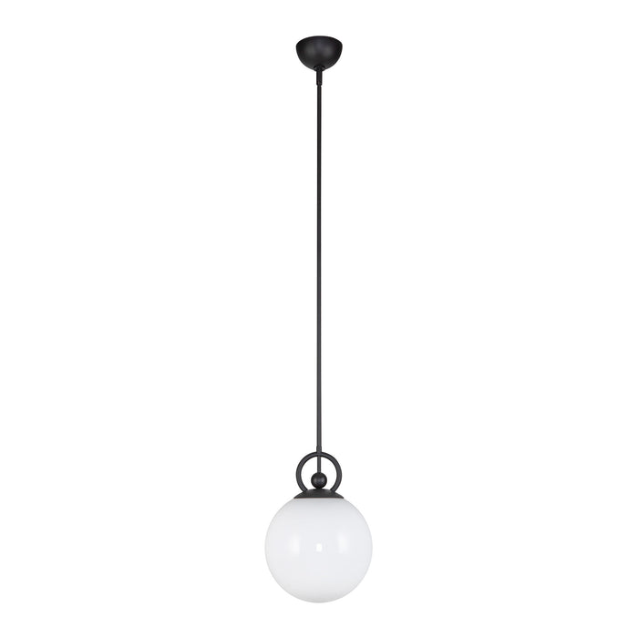 Fiore One Light Pendant Matte Black/Glossy Opal Glass-Mini Pendants-Alora-Lighting Design Store