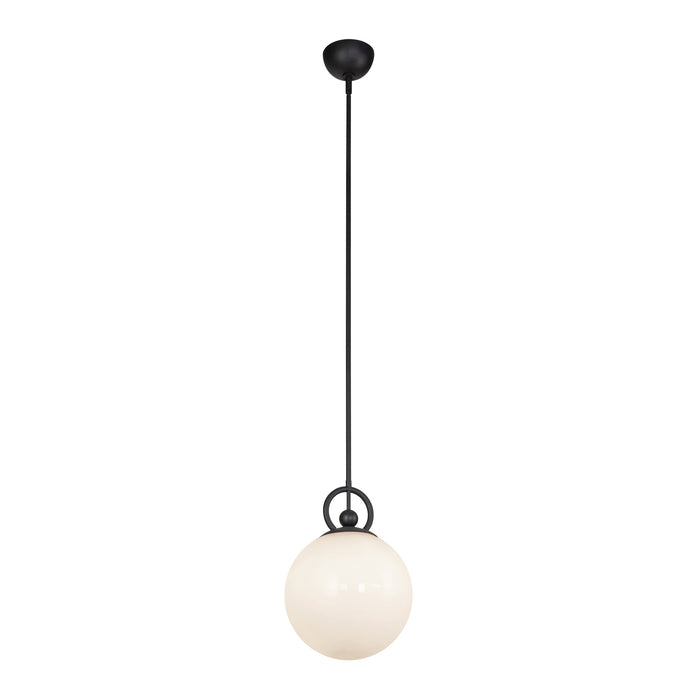Fiore One Light Pendant Matte Black/Glossy Opal Glass-Mini Pendants-Alora-Lighting Design Store