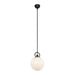 Fiore One Light Pendant Matte Black/Glossy Opal Glass-Mini Pendants-Alora-Lighting Design Store